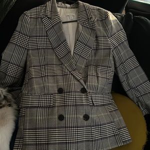 Double breasted plaid blazer